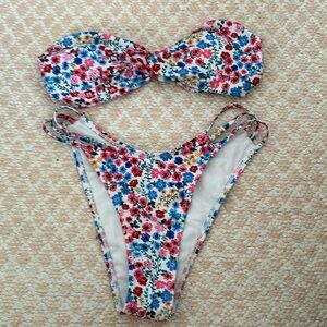 never worn bikini colorful strapless flower print size S